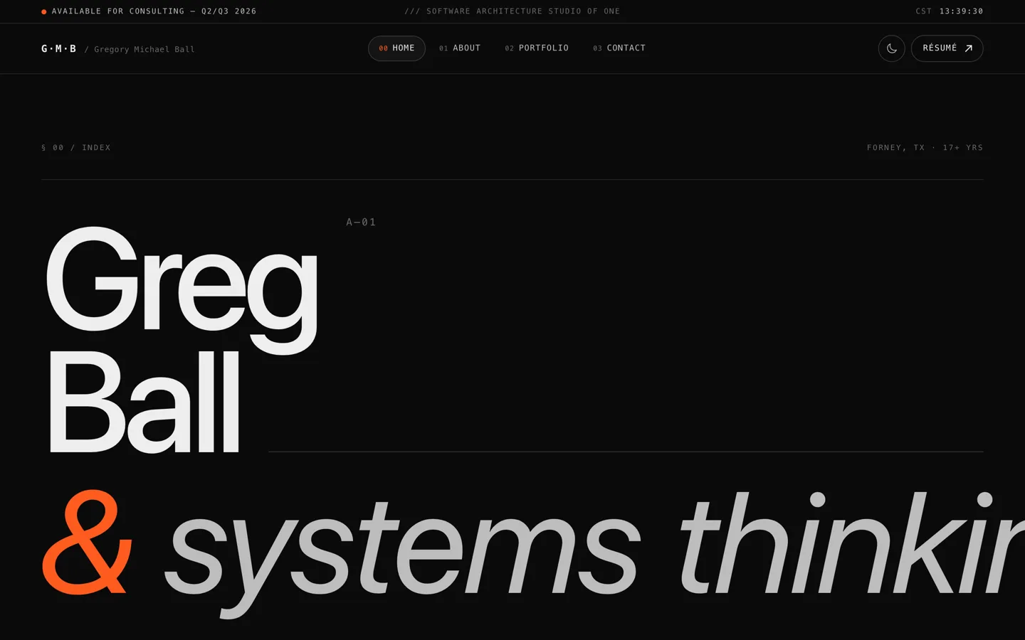 Screenshot of the Gregory Michael Ball website